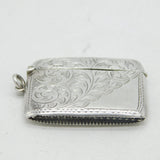 Art Deco Sterling Silver Floral Pattern Vesta Case Antique 1919 Birmingham