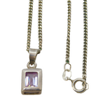 Sterling Silver Amethyst Drop Pendant Necklace Vintage c1980s