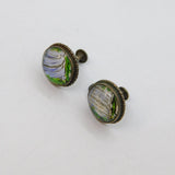 Pair of Sterling Silver Morpho Wing Screwback Earrings Antique c1930 T L Mott
