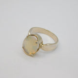 Sterling Silver Faceted Opalite Studio Style Dress Ring Vintage c1970 Size Q 1/2