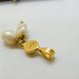 900 Silver Gilt and Twin Seed Pearl Charm Pendant Vintage c1970