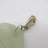 Chinese Large Sterling Silver Carved Jade Character Pendant Vintage c1960