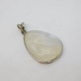 Sterling Silver Mounted Large Cabochon Moonstone Drop Pendant Vintage c1980