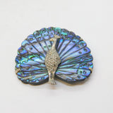 Large Sterling Silver Abalone Set Peacock Brooch Pin Vintage c1970s