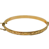 9ct Gold on Bronze Core Floral Pattern Bangle Bracelet Antique c1930s