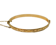 9ct Gold on Bronze Core Floral Pattern Bangle Bracelet Antique c1930s