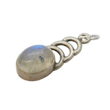 Sterling Silver Cabochon Moonstone Charm Pendant Vintage c1970s