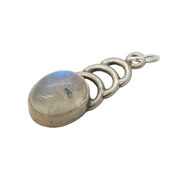 Sterling Silver Cabochon Moonstone Charm Pendant Vintage c1970s