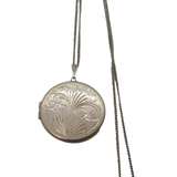 Sterling Silver Floral Round Locket Pendant Necklace Vintage 1976 Birmingham