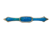 Art Deco Sterling Silver Blue Guilloche Enamel Bar Brooch Antique Birmingham