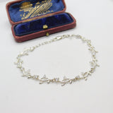 Sterling Silver Diamond Paste Set Wreath Leaf Form Bracelet Vintage c1980
