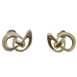 Pair of Sterling Silver Knot Form Stud Earrings Vintage c1970