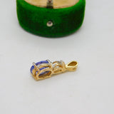 9ct Yellow Gold, Amethyst & Paste Set Pear Drop Pendant Vintage c1990 London