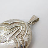 Victorian Aesthetic Sterling Silver Sweetheart Locket Pendant Antique c1880s