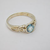 Sterling Silver Round Blue Topaz Dress Ring Vintage c1970 Size P