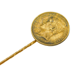 19th Century Belgian 9ct Gold & Gilt Coin Set Stick Pin Antique c1880