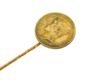 19th Century Belgian 9ct Gold & Gilt Coin Set Stick Pin Antique c1880