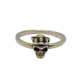 Sterling Silver Crowned Skull Dress Band Ring Vintage c1970 Size R