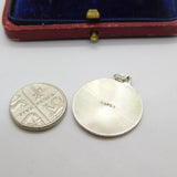 Sterling Silver Lined Edge St Christopher Travel Charm Pendant Vintage c1970