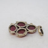Sterling Silver Cabochon Earth-Mined Ruby Drop Pendant Vintage c1970