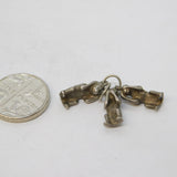Sterling Silver See, Hear, Speak No Evil Monkeys Charm Pendant Vintage c1970