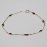 Sterling Silver & Garnet Set Cable Link Chain Bracelet Vintage c1970s