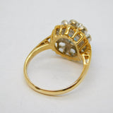 20th Century 18ct Yellow Gold, Blue Zircon & Diamond Floral Cluster Ring Antique