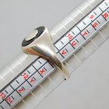 Sterling Silver Black Onyx Agate Studio Signet Band Ring Vintage c1970 Size W