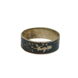 Sterling Silver Niello Enamel Mythical Symbols Ring Antique c1930 Size L 1/2