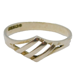 Sterling Silver Modernist Stripy Dress Band Ring Vintage c1990 Size O 1/2