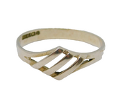 Sterling Silver Modernist Stripy Dress Band Ring Vintage c1990 Size O 1/2