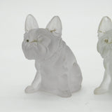 Czech Novelty Large Moulded Glass Bulldog Figurines Antique c1920 Art Deco