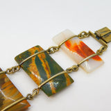 Victorian Scottish Sterling Silver Gilt Agate Set Panel Bracelet Antique c1880s
