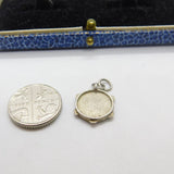 Sterling Silver Pastoral Boy and Oxen Coin Charm Pendant Vintage c1970