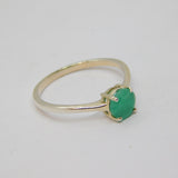 Sterling Silver Round Emerald Solitaire Dress Ring Vintage c1970 Size M 1/2