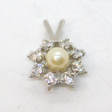 .835 Silver Pearl & Paste Set Cluster Charm Pendant Vintage c1970