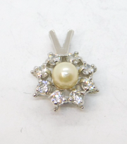 .835 Silver Pearl & Paste Set Cluster Charm Pendant Vintage c1970