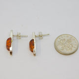 Pair of Sterling Silver Baltic Amber Ladder Design Stud Earrings Vintage c1970