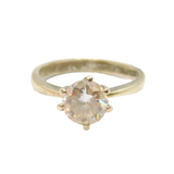 Sterling Silver CZ Sparkling Solitaire Engagement Ring Vintage c1990 Size O 1/2