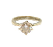 Sterling Silver CZ Sparkling Solitaire Engagement Ring Vintage c1990 Size O 1/2