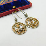 Sterling Silver Filigree Dangle Drop Nouveau Earrings Antique c1920 Art Deco