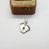 Sterling Silver Footprints Charm Pendant Vintage c1970