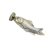19th Century Silver Plated Fish Form Wax Seal Stamp Holder Antique c1880s