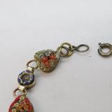 Italian 20th Century Floral Micro Mosaic Panel Bracelet Antique c1920