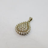 Sterling Silver Cubic Zirconia Set Fancy Peardrop Pendant Vintage c1970