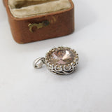Sterling Silver Gemstone Set Drop Charm Pendant Vintage c1970