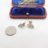 Pair of Sterling Silver Heart Cut Diamond Paste Stud Earrings Vintage c1970