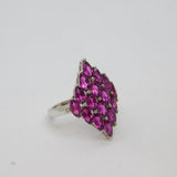 Sterling Silver 16 Almandine Garnet Statement Ring Vintage c1970 Size N 1/2