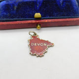 Sterling Silver and Enamel Devon Travel Shield Charm Pendant Vintage c1970