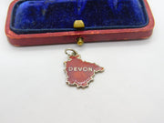Sterling Silver and Enamel Devon Travel Shield Charm Pendant Vintage c1970
